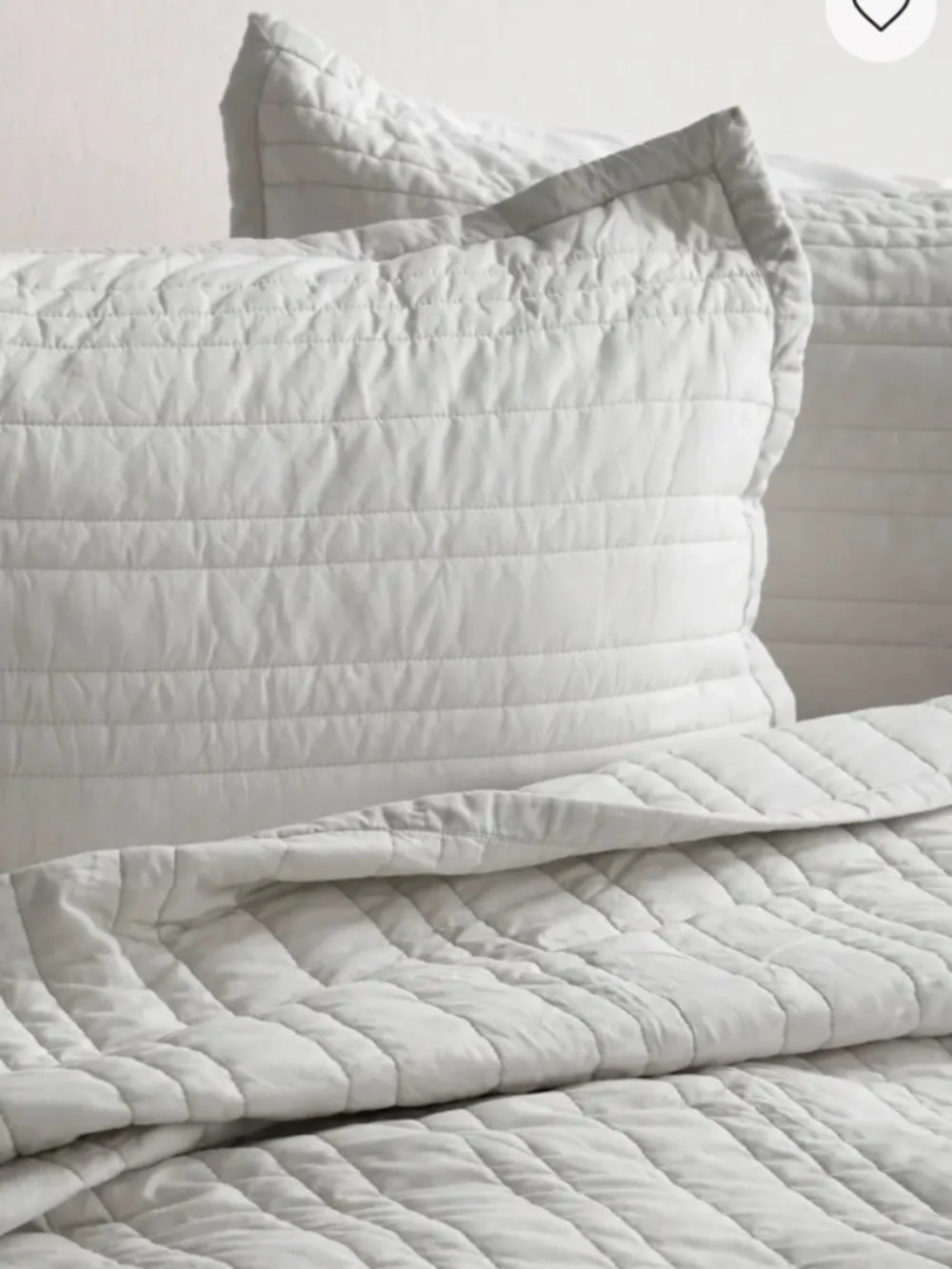 Organic Cotton Stripe Stitch Quilted Sham Set queen standard light gray